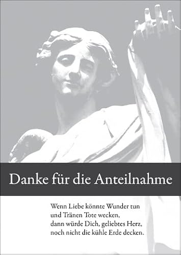 Kartenkaufrausch 5er Set: Trauer Dankeskarte Danksagung mit Engel: Danke für die Anteilnahme - Wenn Liebe könnte Wunder tun. • Grußkarten Set mit Umschlägen um Sich zu bedanken im Trauerfall von Kartenkaufrausch