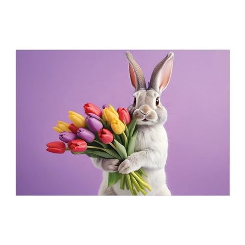Kartenkaufrausch Coole Osterkarte mit Hase der Tulpen bringt auch zum Geburtstag, Jubiläum von Kartenkaufrausch