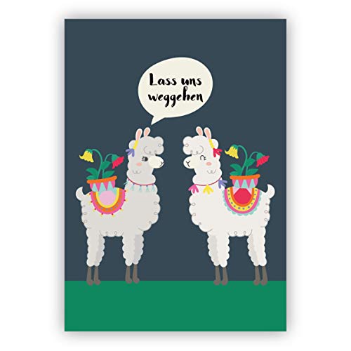 Kartenkaufrausch Humor Einladungskarte mit Lamas: Lass uns weggehen. Auch als Reise Gutscheinkarte zum Geburtstag • mit Umschlag um Freunde und Familie einzuladen von Kartenkaufrausch