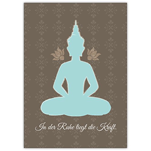 Kartenkaufrausch In der Ruhe liegt die Kraft - schöne Beistandskarte mit Buddha Motiv • liebevolle Beistandskarte mit Spruch für beste Freunde und Lieblingsmenschen von Kartenkaufrausch