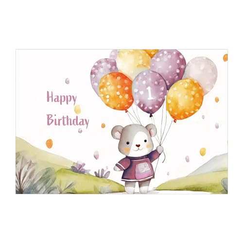 Niedliche Geburtstagskarte für Kinder, 1. Geburtstag, Teddy Glückwunschkarte zum Kinder Geburtstag für Mädchen, Happy Birthday Karte mit Umschlag von Kartenkaufrausch