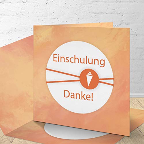 8 Danksagungskarten zur Einschulung mit passenden Umschlägen, Danksagungskarten zur Einschulung im Set zu 8 Stk."Farbspiel" Design von Kartenkuss