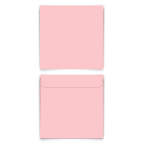 10 x Briefumschläge Quadrat 155 x 155 mm mit Selbstklebestreifen ohne Fenster - Rosa von Kartenmachen.de