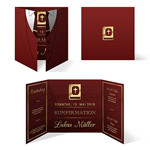 20 x Konfirmation Einladungskarten Konfirmationseinladungen Einladungen - Altarfalz Anzug von Kartenmachen.de