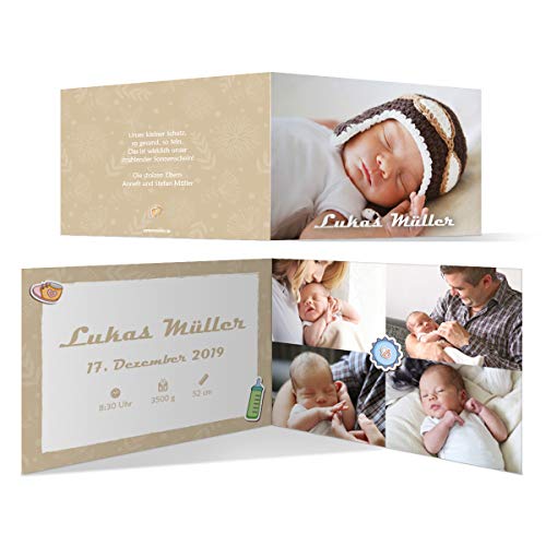 30 x Geburt Danksagungskarten Geburtskarten individuell mit Foto und Text für Mädchen und Jungen - Schnelles Wachstum von Kartenmachen.de