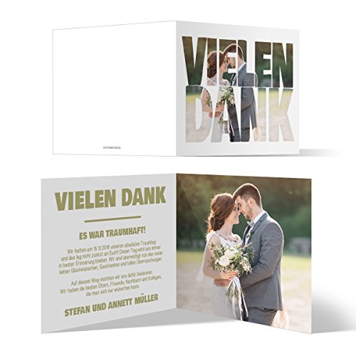 40 x Hochzeit Dankeskarten Danke Danksagungskarten Karten individuell - Fotoschrift von Kartenmachen.de