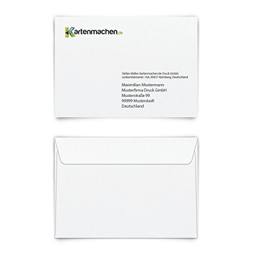 40 x Personalisierte Briefumschläge DIN C6 162 x 114 mm - Weiß individuell bedruckt mit Logo 40 x Personalisierte Briefumschläge DIN C6 162 x 114 mm - Weiß individuell bedruckt mit Logo von Kartenmachen.de