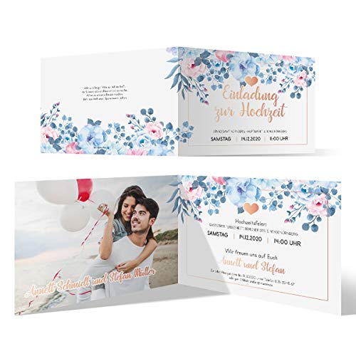 80 x Hochzeitseinladungen individuelle Hochzeit Einladungskarten DIN A6 Klappkarte mit Foto - Gottesliebe von Kartenmachen.de
