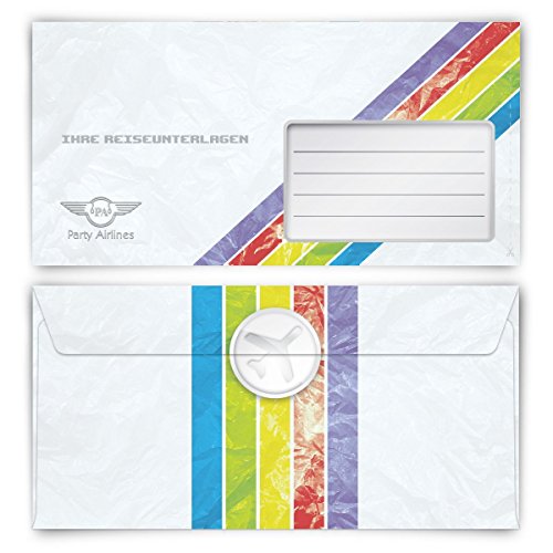 Briefumschläge (10 Stück) DIN-Lang - Flugticket Briefumschlag mit Motiv Kuvert selbstklebend als Reiseunterlagen von Kartenmachen.de