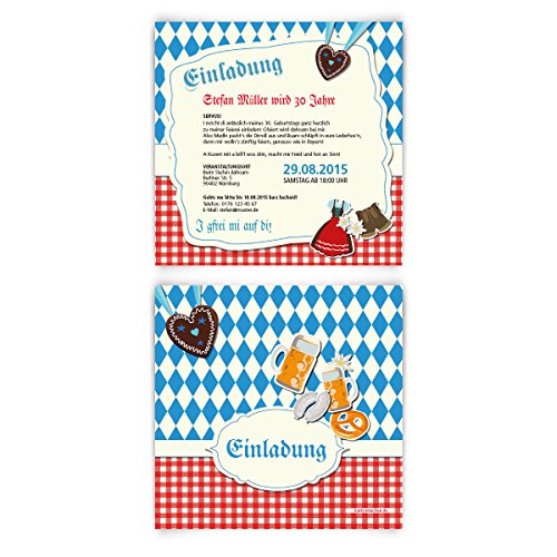 Einladungskarten zum Geburtstag (30 Stück) bayrisch Oktoberfest Einladung Bayern Karten von Kartenmachen.de