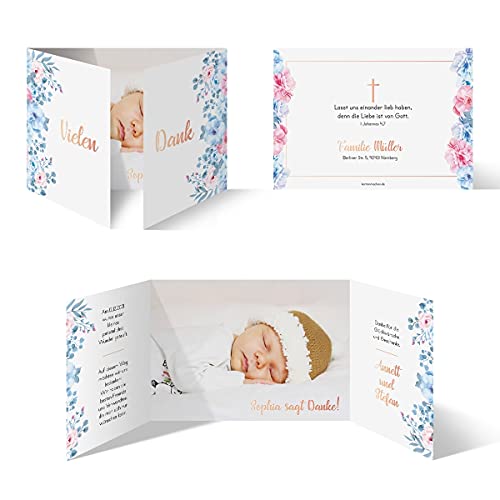 Kartenmachen.de 10 x Danksagungskarten zur Taufe Dankeskarten individuell bedruckt Text und Foto selbst gestalten - Gottesliebe von Kartenmachen.de