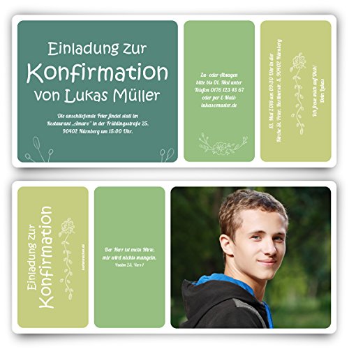 Kartenmachen.de 10 x Konfirmation Einladungskarten Konfirmationseinladungen Konfirmationskarten - Blumenabriss von Kartenmachen.de