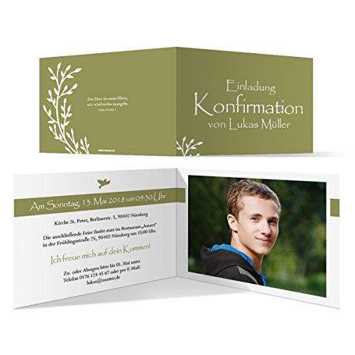 Kartenmachen.de 10 x Konfirmation Einladungskarten Konfirmationseinladungen Konfirmationskarten - Wachsende Knospen von Kartenmachen.de