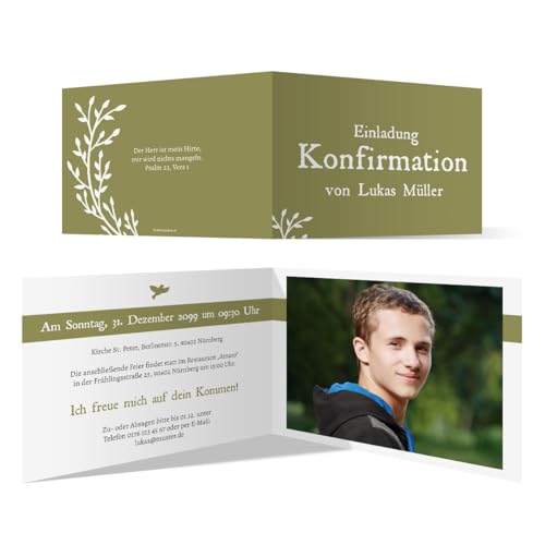 Kartenmachen.de 10 x Konfirmation Einladungskarten Konfirmationseinladungen Konfirmationskarten - Wachsende Knospen von Kartenmachen.de
