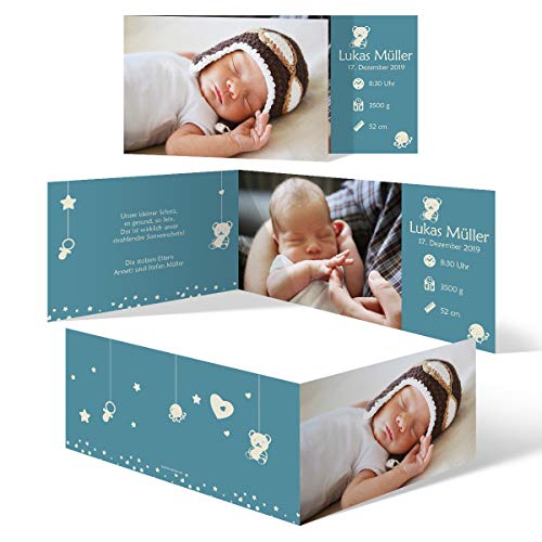 Kartenmachen.de 40 x Geburt Danksagungskarten Geburtskarten individuell mit Foto und Text für Mädchen und Jungen - Tiefer Schlaf von Kartenmachen.de