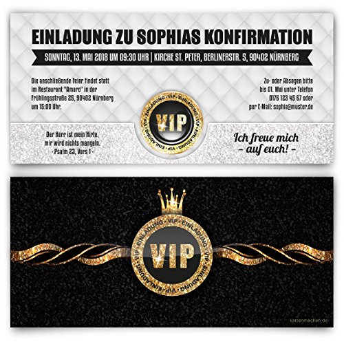 Kartenmachen.de Personalisierte Einladungskarten zur Konfirmation Einladungen selbst gestalten Konfirmationseinladungen ab 10 Stück individuell - VIP Gold von Kartenmachen.de