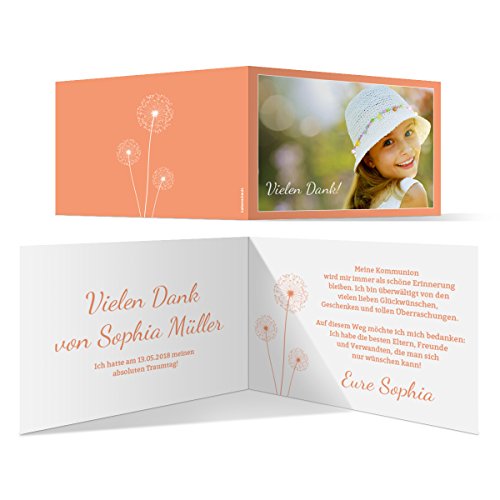 Kartenmachen.de Personalisierte Kommunion Dankeskarten Danksagungskarten Danksagung Kommunionskarten - Pusteblume in Apricot Kartenmachen.de Personalisierte Kommunion Dankeskarten Danksagungskarten Danksagung Kommunionskarten - Pusteblume in Apricot von Kartenmachen.de