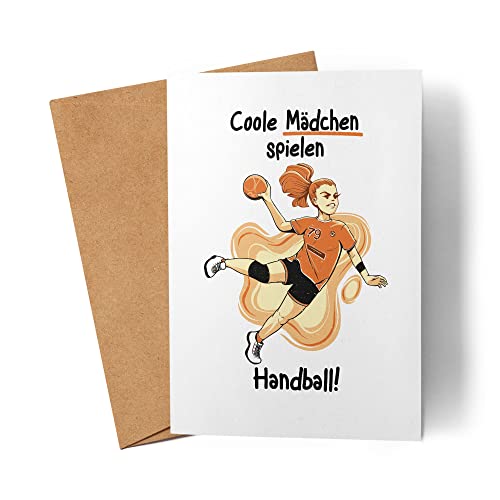 Coole Mädchen spielen Handball Karte Handballerin Handballspielerin Handballverein Mädchen Schwester Freundin Grußkarte von Kartentraumland