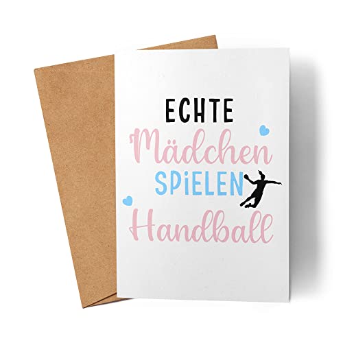 Echte Mädchen spielen Handball Karte Handballerin Handballverein Mannschaft Schwester Freundin Grußkarte von Kartentraumland