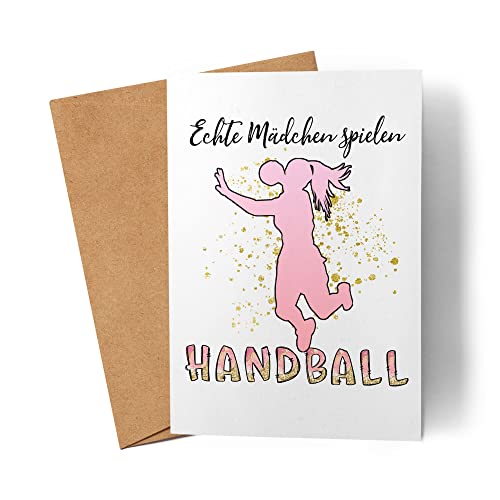 Echte Mädchen spielen Handball Karte Handballerin Verein Schwester Freundin Grußkarte von Kartentraumland