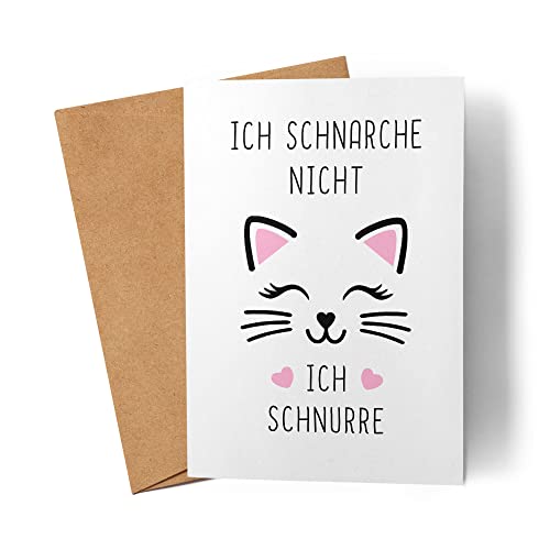 Ich schnarche nicht ich Schnurre Karte Schnarchen Katze Kätzchen Schlafen Freundin Frau Katzenbesitzerinnen Grußkarte von Kartentraumland