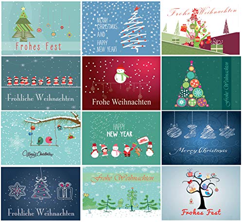 Weihnachtspostkarten Set Weihnachtskarten Weihnachten Karten Postkarten 30 50 100 Stück Kunst Vintage Nostalgie (Modern Art, 30) von Kartenuniversum