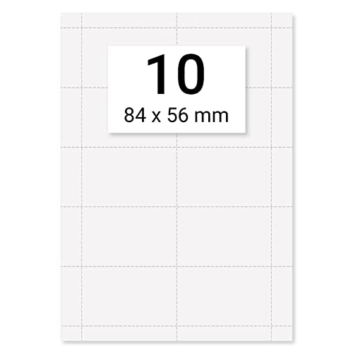 10 x Karteo® Einsteckschilder | Einsteckkarte | Einleger 160g/m² | weiß hochwertiges perforiertes Papier 86 x 54 mm (Kreditkartenformat) auf einem DIN A4 Bogen zum Selbstbedrucken beidseitig von Karteo