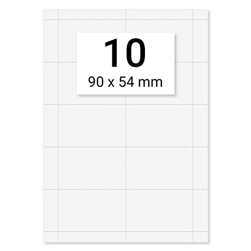 100 x Karteo® Einsteckschild | Beschriftungsschilder | Einleger 160g/m² | weiß hochwertiges perforiertes Papier für Durable Formate 90 x 54 mm auf 10 Stk. DIN A4 Bögen zum Selbstbedrucken beidseitig von Karteo