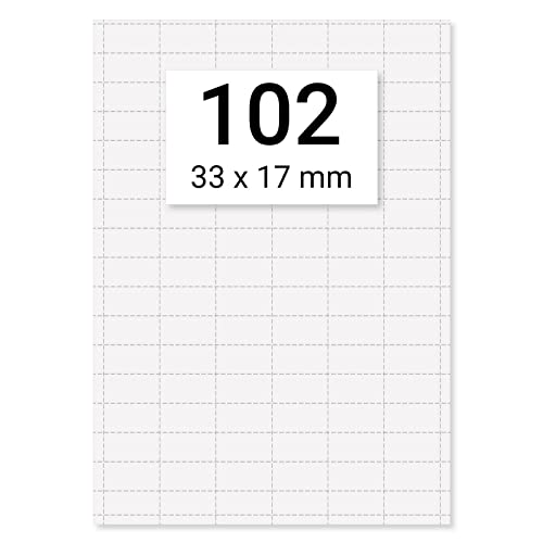 102 x Karteo® Schlüsselschilder | Blankoschilder | Papiereinlagen | Einleger 160g/m² | weiß hochwertiges perforiertes Papier 33 x 17mm auf einem DIN A4 Bogen zum Selbstbedrucken beidseitig von Karteo