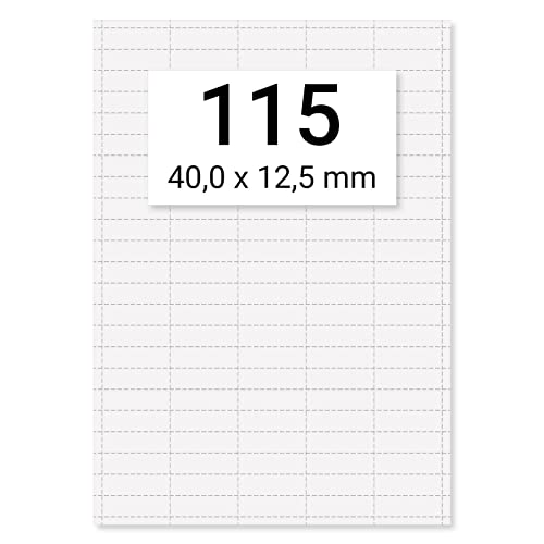 1150 x Karteo® Einlegepapier | Einstecketiketten | Einleger 160g/m² | weiß hochwertiges perforiertes Papier 40 x 12,5 mm auf 10 Stk. DIN A4 Bögen zum Selbstbedrucken speziell für Schlüsselschilder von Karteo