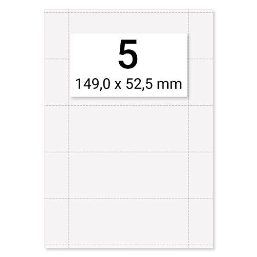 50 x Karteo® Einsteckkarten | Einsteckschild | Einleger 160g/m² | weiß hochwertiges perforiertes Papier 149 x 52,5 mm auf 10 Stk. DIN A4 Bögen zum Selbstbedrucken speziell für Türschilderbeidseitig von Karteo