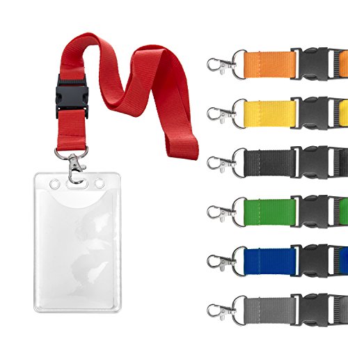 Karteo® Ausweishülle Weichplastik | vertikal | mit Schlüsselband blau mit Karabinerhaken von Karteo
