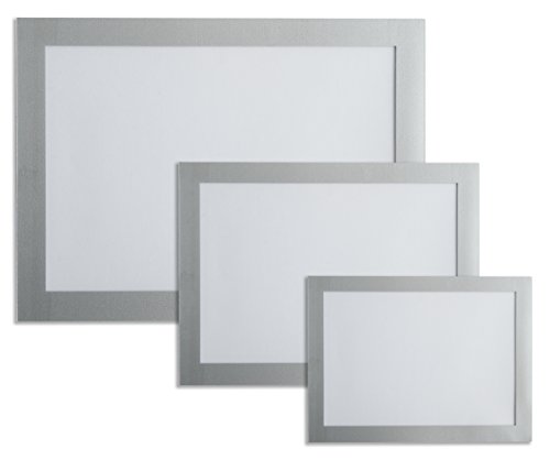 Karteo® Magnethülle silber | Magnetrahmen flexibel mit Rückwand Klebefläche | Informationsrahmen DIN A5 Format 210 x 148 mm | magnetischer Rahmen Kleberahmen Türschild Beschriftungsschild von Karteo