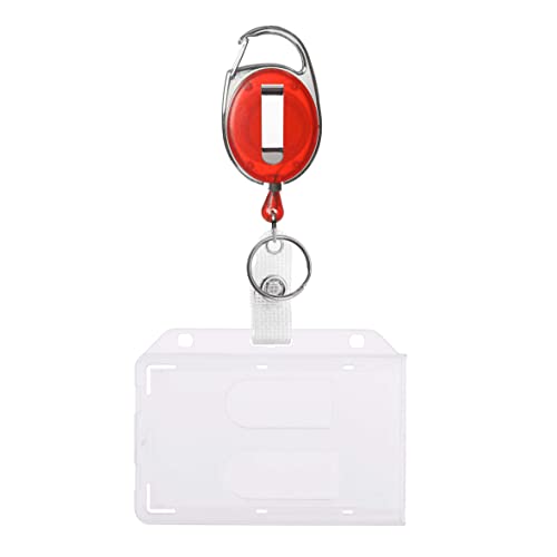 Karteo Ausweishülle für 2 Karten mit Ausweishalter Jojo rot [1 Stück] Kartenhalter horizontal mattiert im EC-Kartenformat mit Ausweisjojo Karabinerhaken und Gürtelclip von Karteo