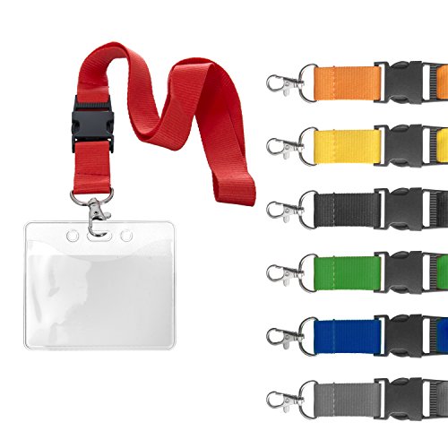 Karteo Ausweishülle mit Schlüsselband gelb [1 Stück] Lanyard 25 mm Breite und Kartenhülle Ausweishülle 86 x 54 mm Weichplastik für Ausweise von Karteo