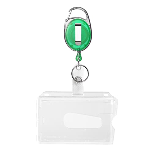 Karteo Ausweishülle und Ausweishalter Jojo grün [1 Stück] Kartenhalter horizontal mattiert EC-Kartenformat mit Ausweisjojo Karabinerhaken und Gürtelclip von Karteo
