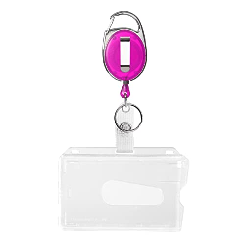 Karteo Ausweishülle und Ausweishalter Jojo lila [1 Stück] Kartenhalter horizontal mattiert EC-Kartenformat mit Ausweisjojo Karabinerhaken und Gürtelclip von Karteo
