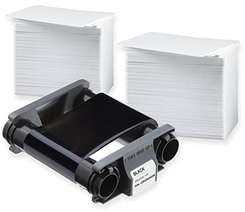 Karteo Evolis Badgy Farbband schwarz [ CBGR0500K ] Paket mit 200 Plastikkarten blanko weiß von Karteo