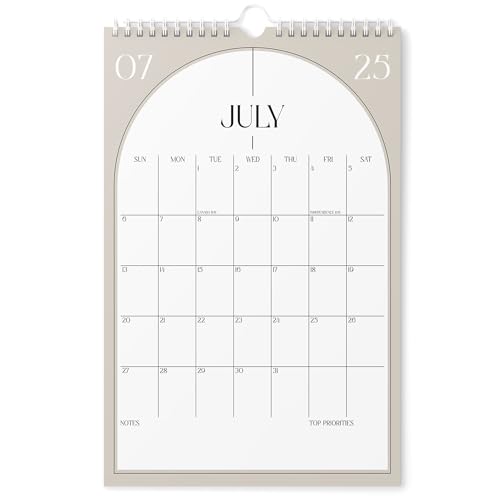 Karto Wandkalender 2025-2026 - Vertikal 27,9 x 43,2 cm Juli 2025 bis Dezember 2026 - Steigern Sie Ihre Produktivität und einfache Planung mit dem ästhetischen Monatskalender - Boho Beige von Karto