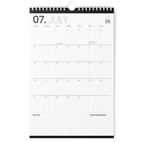 Karto Wandkalender 2025-2026 - Vertikal 27,9 x 43,2 cm Juli 2025 bis Dezember 2026 - Steigern Sie Ihre Produktivität und einfache Planung mit dem ästhetischen Monatskalender - Thin Black von Karto