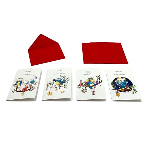 Kartos 027.429901 Weihnachtskarten, 4 Fächer, 11.7 x 17 cm, 12 Stück von Kartos