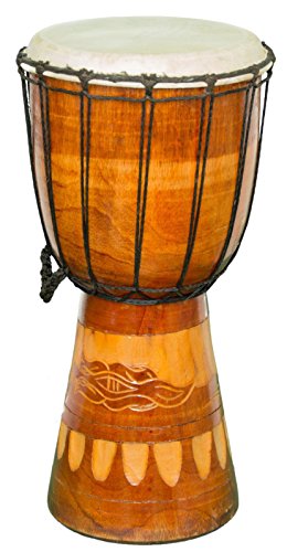 Kascha - 40cm Djembe Trommel Bongo Drum Buschtrommel Afrika-Style handgeschnitzt aus Mahagoni Holz Gecko von Kascha