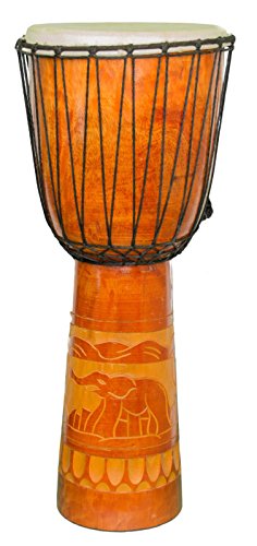 Kascha - 60cm Djembe Trommel Bongo Drum Buschtrommel Afrika-Style handgeschnitzt aus Mahagoni Holz Elefant 2 von Kascha