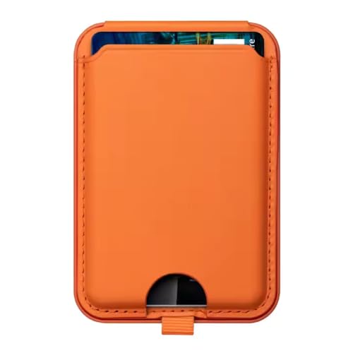 MagSafe Handy Wallet aus Veganem Leder – Magnetische Kartenhalter Brieftasche für iPhone 16, 15, 14, 13, 12 / Pro/Pro Max/Plus – Platz für bis zu 3 Karten (Orange) von Kase