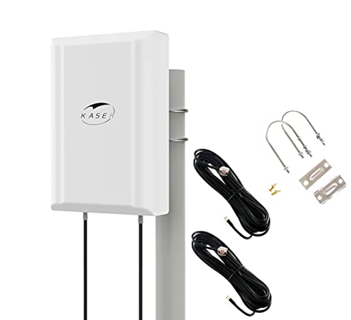 KASER 4G LTE 5G Antenne Outdoor Mimo Richtantenne 698-2700 | 3300-3800 MHz Bis zu 12dBi Verstärkung kompatibel 5g 4g Router N-SMA Ausgang mit TS9 adapter Inklusive Verlustarme Kabel 10 Meter -Model V3 von Kaser