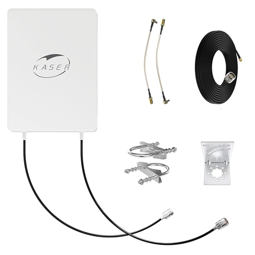 KASER 5G LTE Antenne Outdoor Mimo Richtantenne 3300-3800 MHz N78 Bis zu 15dBi Verstärkung kompatibel 5g Router N-SMA Ausgang mit TS9 Adapter Inklusive Verlustarme Kabel 10 Meter -Model V4 von Kaser