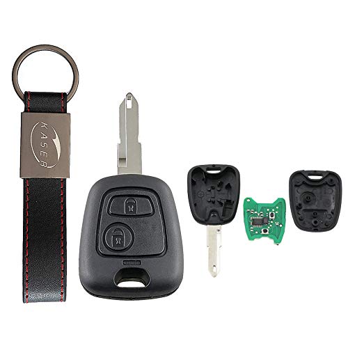 KASER Schlüssel Fernbedienung Elektronische 2 Tasten Compatible für Citroen C1 C2 C3 C4 Saxo Picasso Xsara Peugeot 207 307 (433MHz ID46 NE73 Blade) Ask Karte Transponder bereit für die Programmierung von Kaser