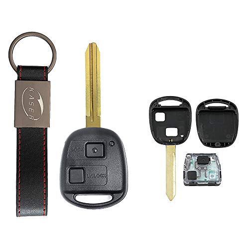 KASER Schlüssel Fernbedienung Elektronische 2 Tasten Compatible für Toyota Yaris Corolla Aygo Rav4 (433mhz 4D67 chip TOY43 Blade) Karte Transponder bereit für die Programmierung von Kaser