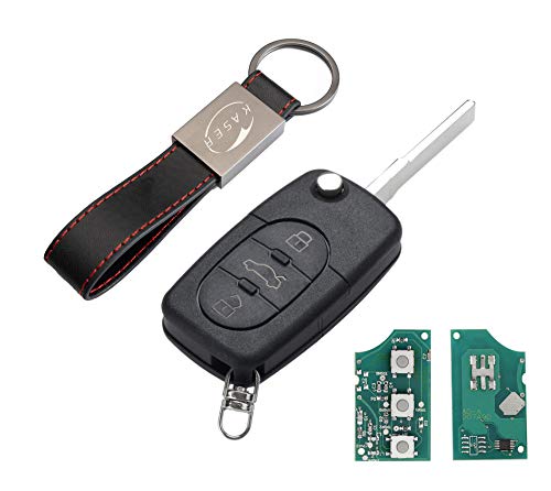 KASER Schlüssel Fernbedienung 3 Tasten mit Elektronische kompatibel für Audi A1 A3 A4 A6 A8 Q3 Q5 TT (433MHz ID48 Chip 4D0837231K) mit zu Codierendem Transponder von Kaser