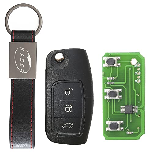 KASER Schlüssel Fernbedienung für Ford mit Elektronische Karte Transponder 3 Tasten für Mondeo Focus Fiesta C Max S Max Galaxy (433MHz 4D63 80bits) von Kaser